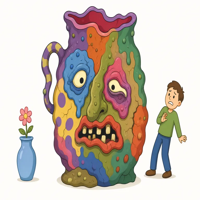 hideous（見た目が不気味で嫌な・形容詞）の覚え方イラスト