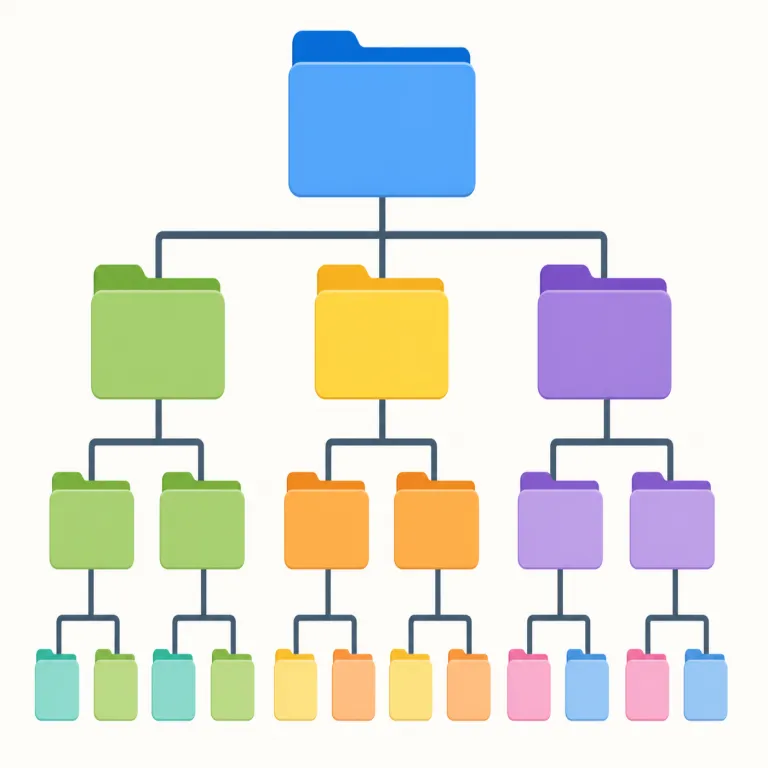 hierarchical（階層的な・形容詞）の覚え方イラスト — hierarchy（階層・序列）をそのまま形容詞化した語だと押さえると覚えやすいです