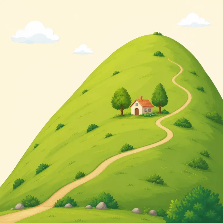 hillside（山の斜面・名詞）の覚え方イラスト
