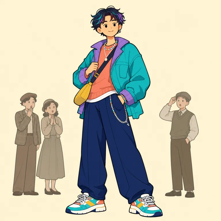 hip（流行の・adjective）の覚え方イラスト