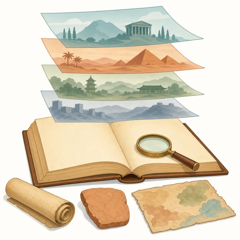 historiography（歴史の書き方の研究・名詞）の覚え方イラスト