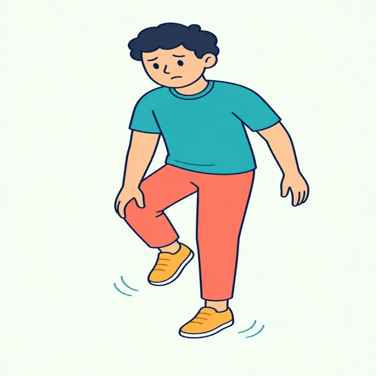 hobble（足を引きずる・動詞）の覚え方イラスト — hobble は、まず「ぎこちなく動く」感じでまとめて覚えると定着しやすい