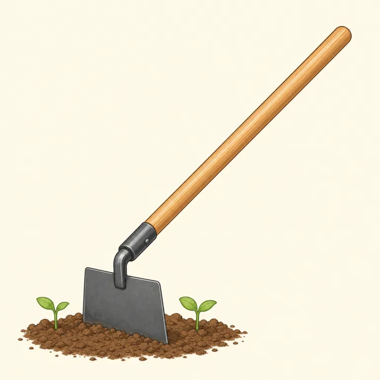 hoe（鍬・名詞）の覚え方イラスト — hoeは畑で土を削る「鍬」
