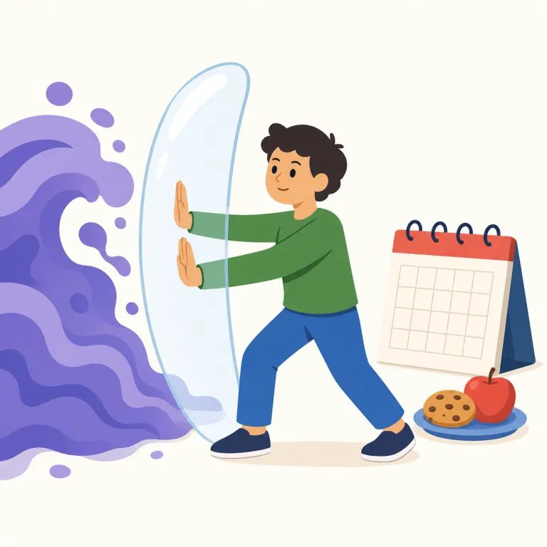 hold off（を食い止める、延期する、控える・句動詞）の覚え方イラスト — 核は hold「その場に保つ」と off「近づけない／先へずらす」