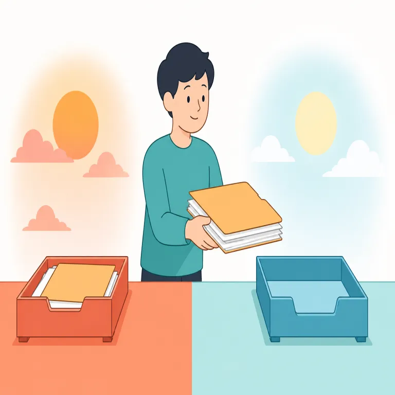 hold over（持ち越す・句動詞）の覚え方イラスト — `hold` を「その場に保つ」、`over` を「次の時間へ越えさせる」と見ると、この用法の `hold over` は議題や決定を今処理せず次回へ残す感じになります