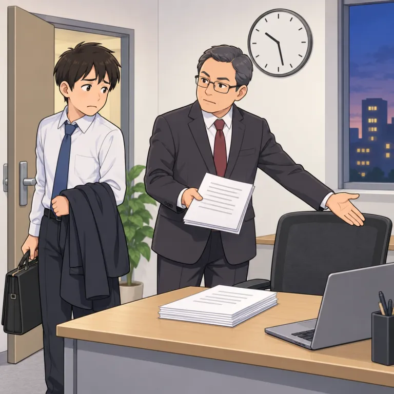 hold over（引き留める・phrasal_verb）の覚え方イラスト