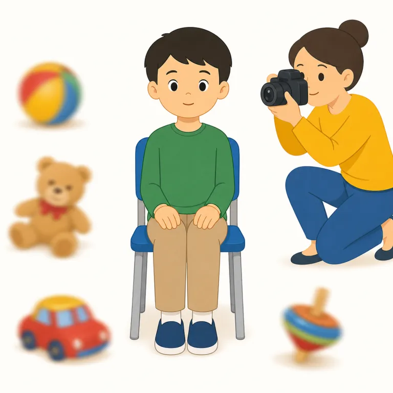 hold still（じっとする・句動詞）の覚え方イラスト — hold は「その状態を保つ」、still は「静かに・動かずに」