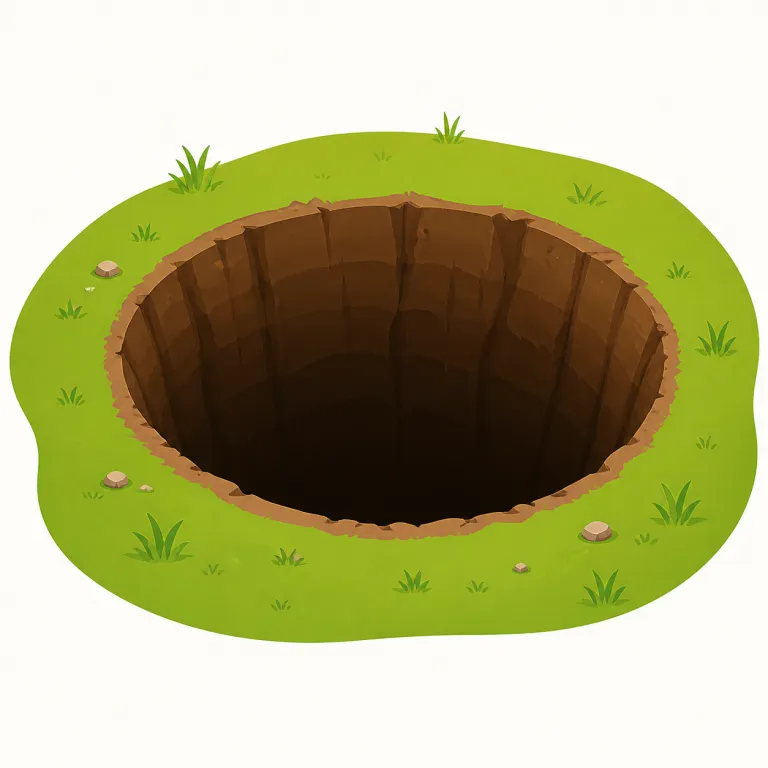 hole（穴・名詞）の覚え方イラスト — hole は、物の表面や地面などに開いた「穴」を表す基本語として覚えます