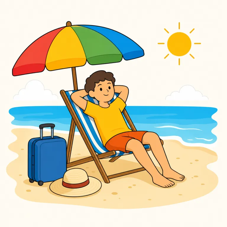 holiday（休日・名詞）の覚え方イラスト — このエントリでは holiday を「休暇」ではなく、仕事や学校がない特定の「休日」として覚えます