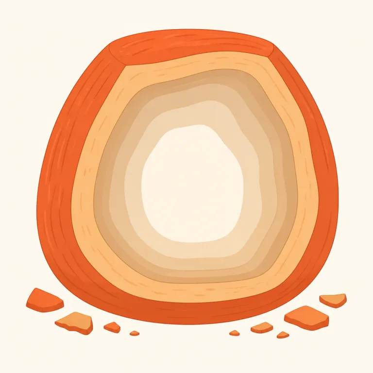 hollowing（空洞化・名詞）の覚え方イラスト — 名詞の hollowing は、物をくり抜く動作から発展して「中身が失われる変化」を表します