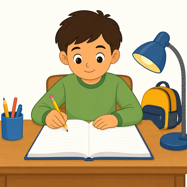homework（宿題・名詞）の覚え方イラスト — homework は home + work の形から、「家で行う作業」と捉えると学校の宿題を思い出しやすい語です