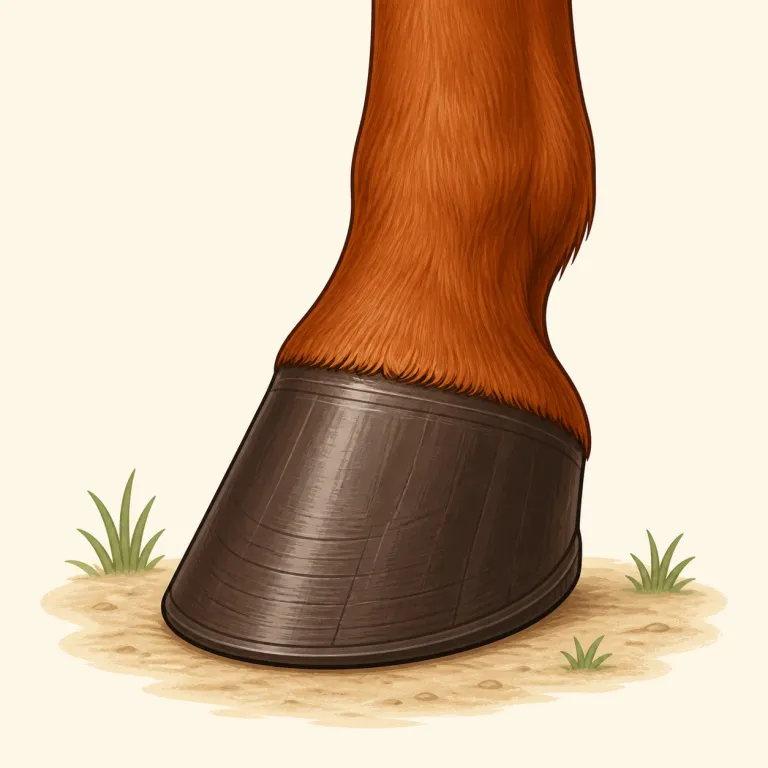 hoof（蹄・名詞）の覚え方イラスト — hoofは馬・牛・鹿などの硬い「蹄」で、複数形はhoovesが一般的