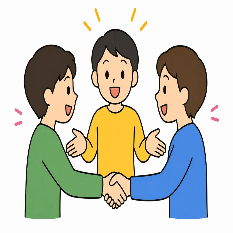hook up（紹介する・phrasal_verb）の覚え方イラスト