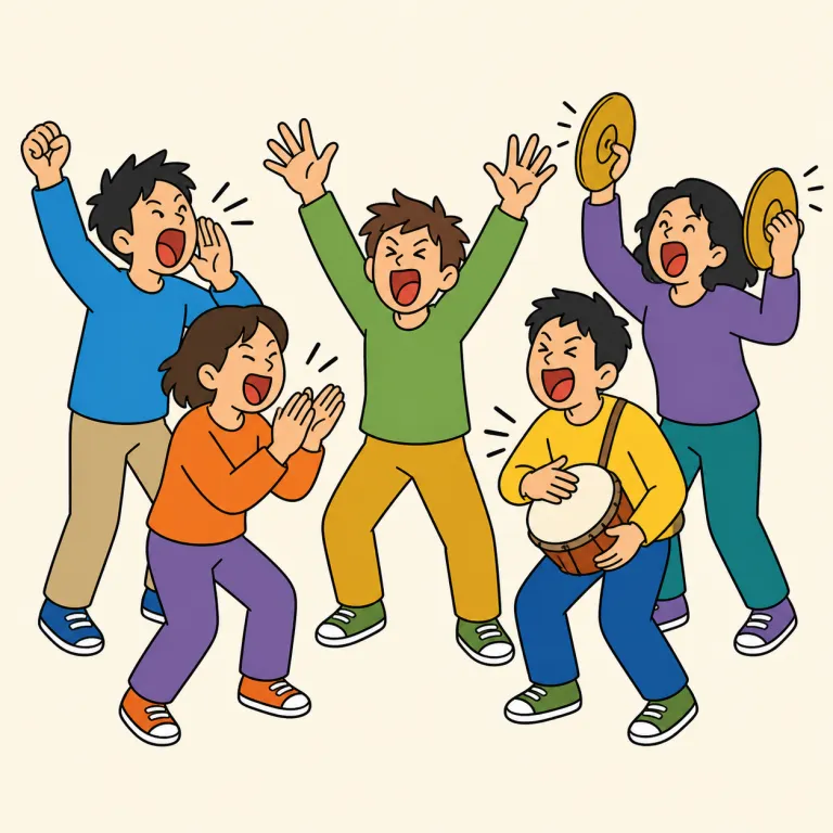 hoopla（大騒ぎ・noun）の覚え方イラスト