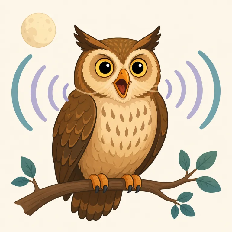 hoot（（フクロウなどの）ホーホーという鳴き声・名詞）の覚え方イラスト — hoot はフクロウの低い鳴き声をまねた名詞