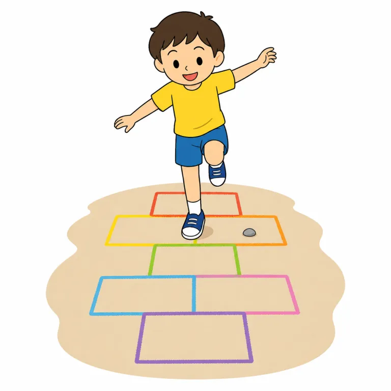 hopscotch（石けり遊び・noun）の覚え方イラスト