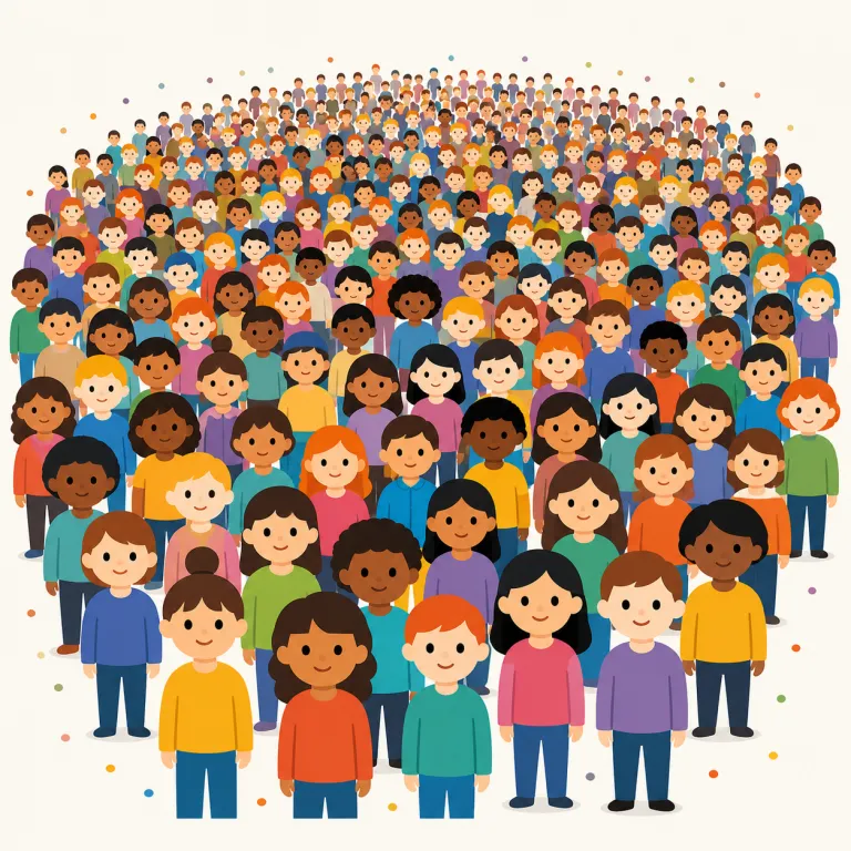 horde（大群・名詞）の覚え方イラスト — まず「ただの集まり」なら group や crowd ですが、horde はそれより数が多く、まとまりより“押し寄せる量”が前面に出る語です