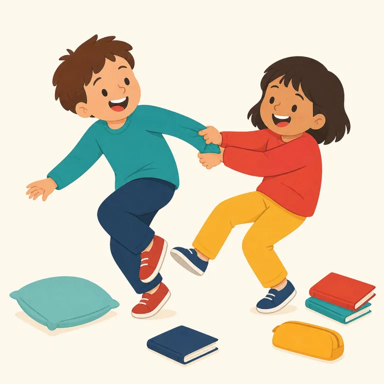 horseplay（ふざけ合い・名詞）の覚え方イラスト — play が入っているのでまず「遊び」系の語と押さえる