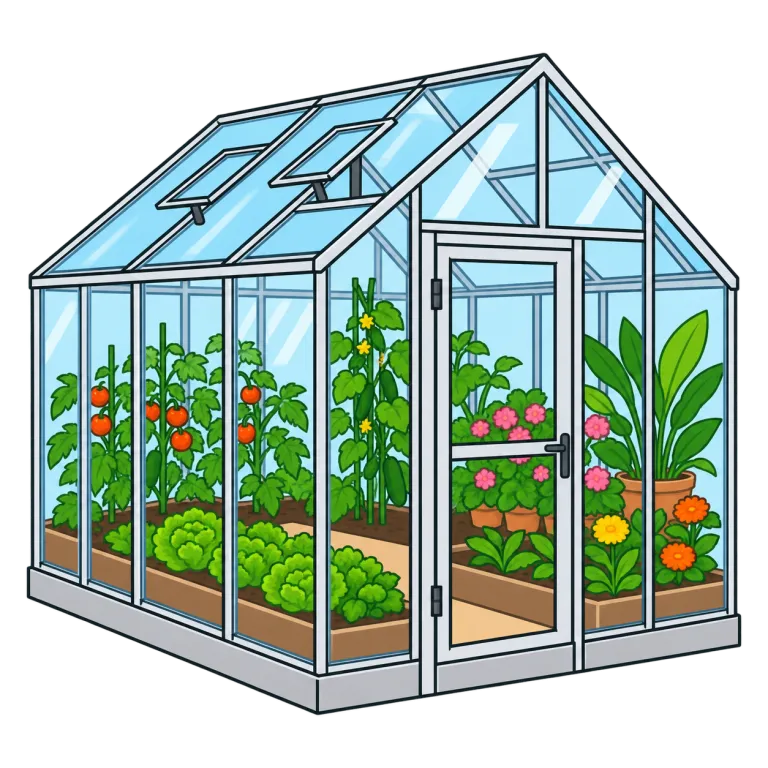 hothouse（温室・noun）の覚え方イラスト