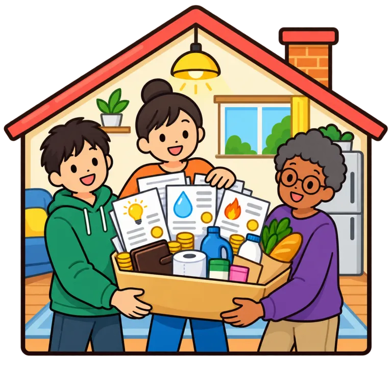 household（世帯の・adjective）の覚え方イラスト