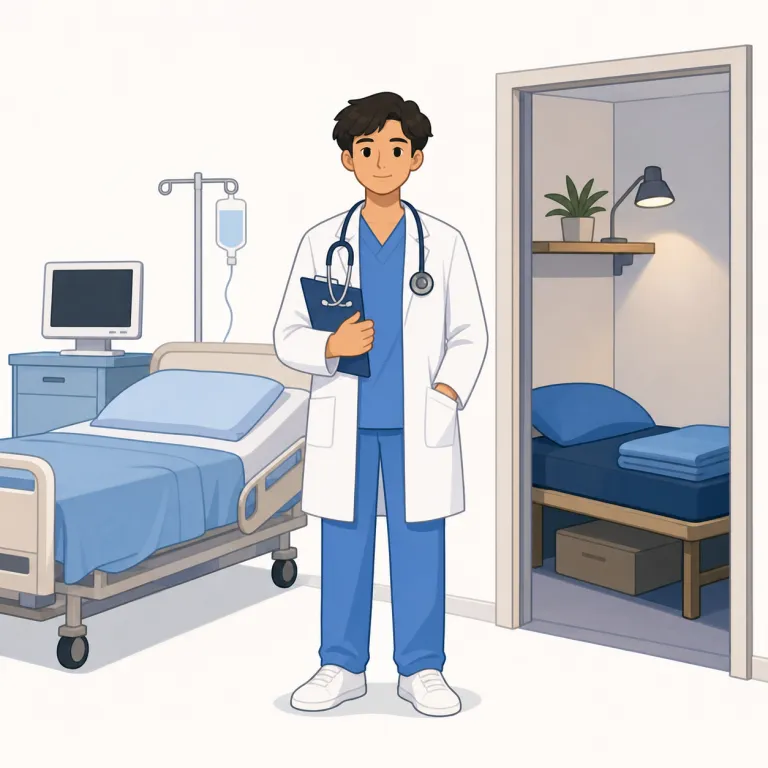 houseman（男性の使用人・名詞）の覚え方イラスト — houseman は house + man と分け、「家や建物の中で働く男性」と考えると意味に入りやすいです