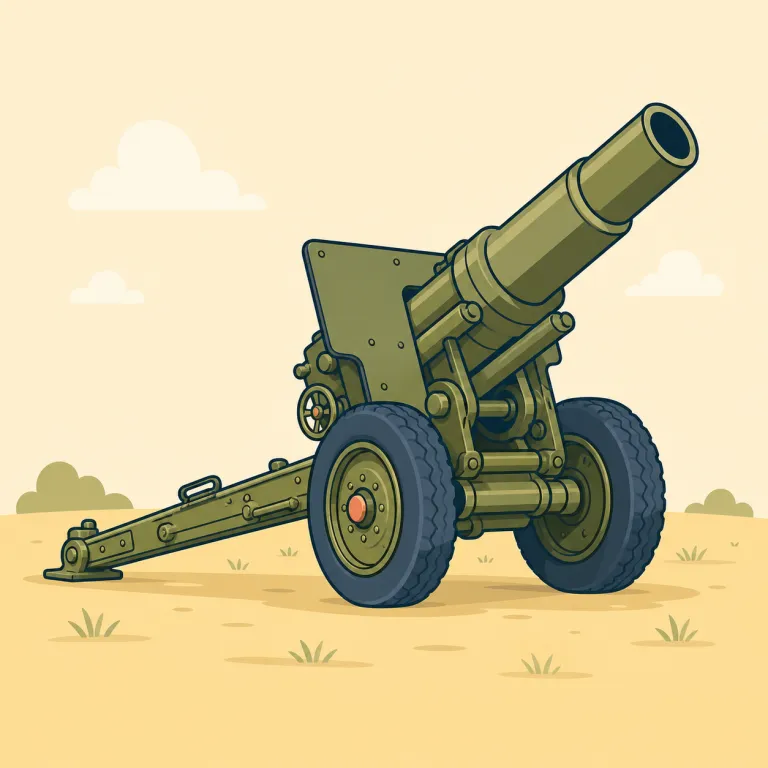 howitzer（榴弾砲・名詞）の覚え方イラスト — 軍事ニュースで howitzer は固有名詞っぽく見えても、まず「砲の種類名」として固定すると覚えやすい