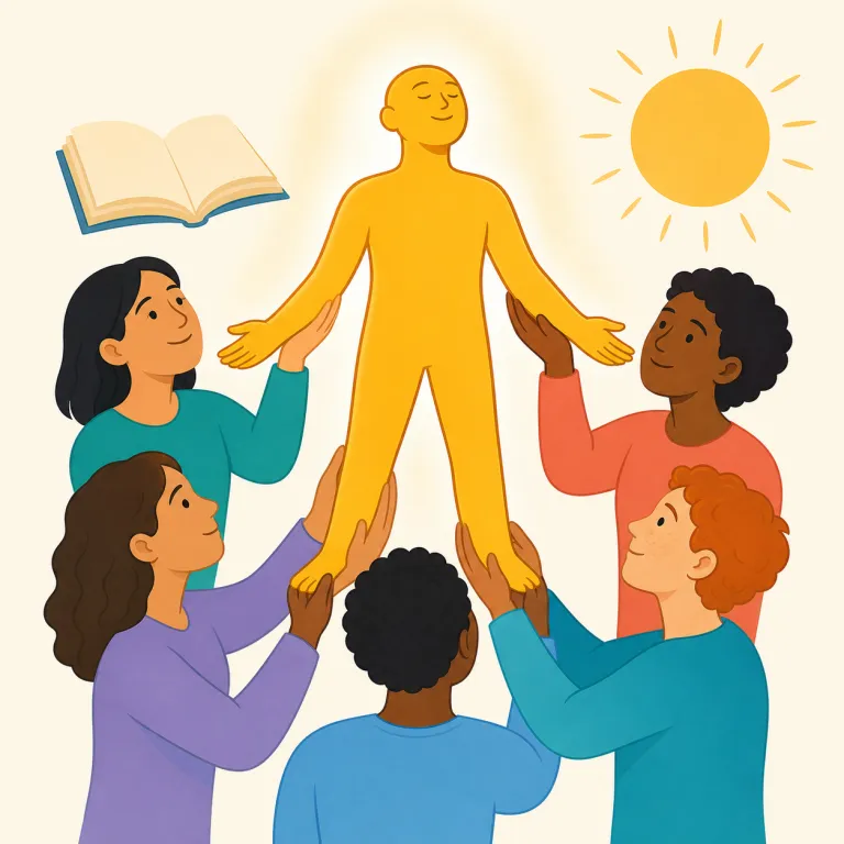 humanism（ヒューマニズム・名詞）の覚え方イラスト — human が見えれば核は「人間」