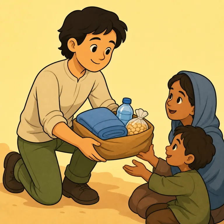 humanitarian（人道主義者・noun）の覚え方イラスト