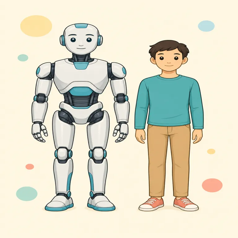 humanoid（人間に似た、人型の・形容詞）の覚え方イラスト — humanoid は human が見えていればまず「人間っぽい」と寄せられる