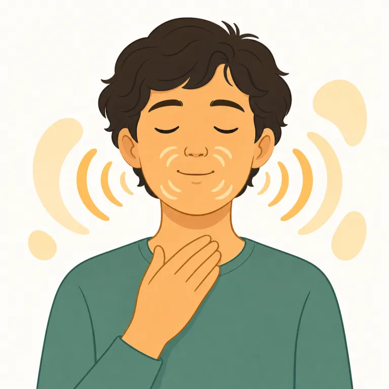 humming（鼻歌・名詞）の覚え方イラスト — humming は hum に -ing が付いた形で、「その動作・その状態」を名詞化したものだと押さえると覚えやすいです