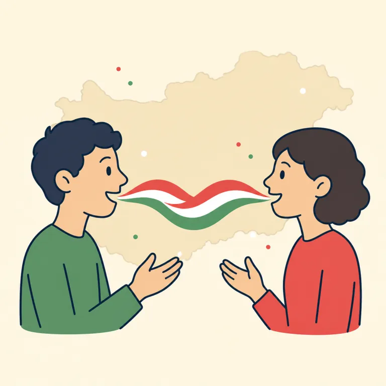 hungarian（ハンガリーの・形容詞）の覚え方イラスト — Hungary という国名が見えたら、まず「ハンガリーに関するもの」を作る形容詞だと結びつけるのが近道です