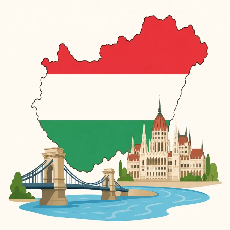hungary（ハンガリー）の覚え方イラスト — Hungary はまず hungry と見分けるのが第一歩