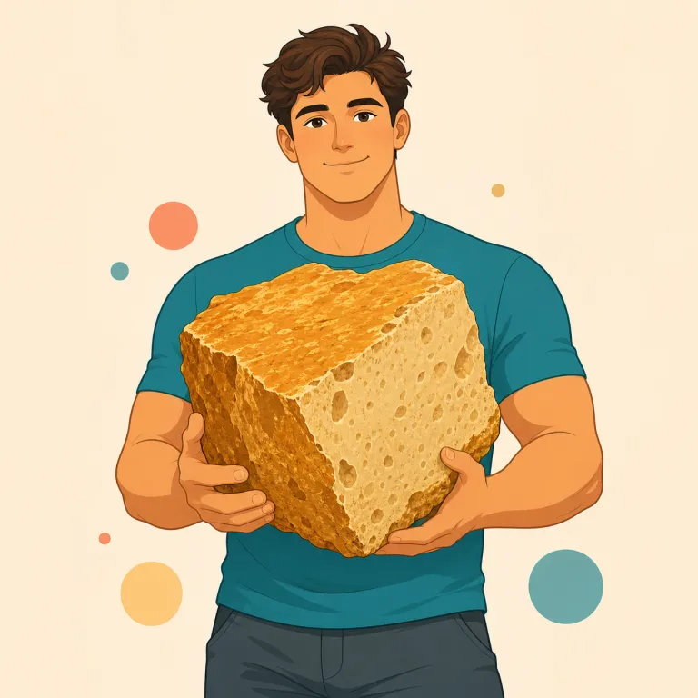 hunk（大きな塊 / 魅力的な男・名詞）の覚え方イラスト — hunkは、まずa hunk of bread（パンの大きな塊）の形で覚えると使いやすい