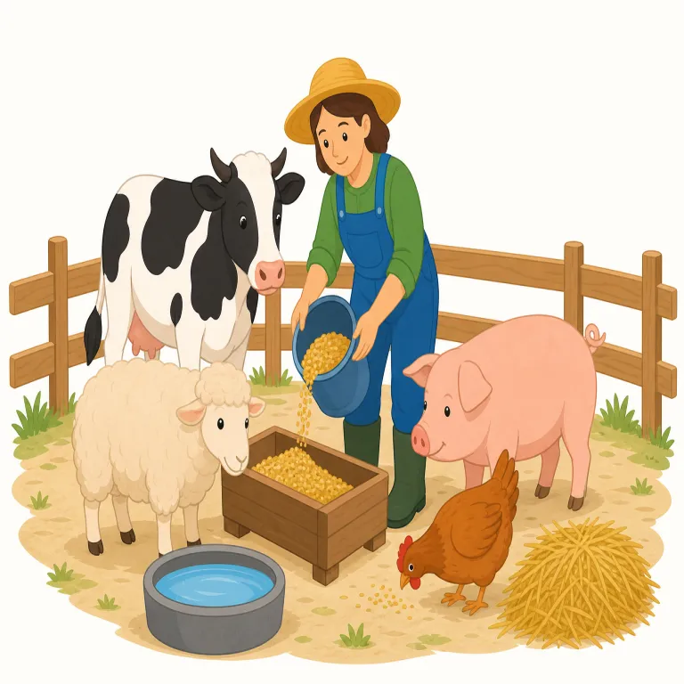 husbandry（畜産業・noun）の覚え方イラスト