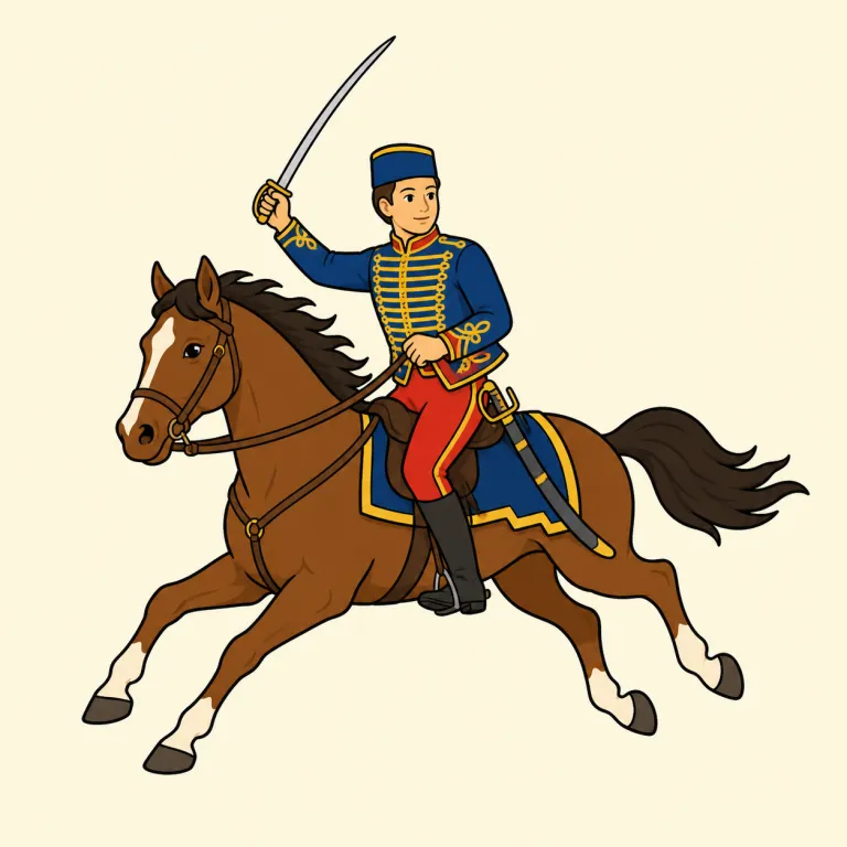 hussar（軽騎兵・noun）の覚え方イラスト