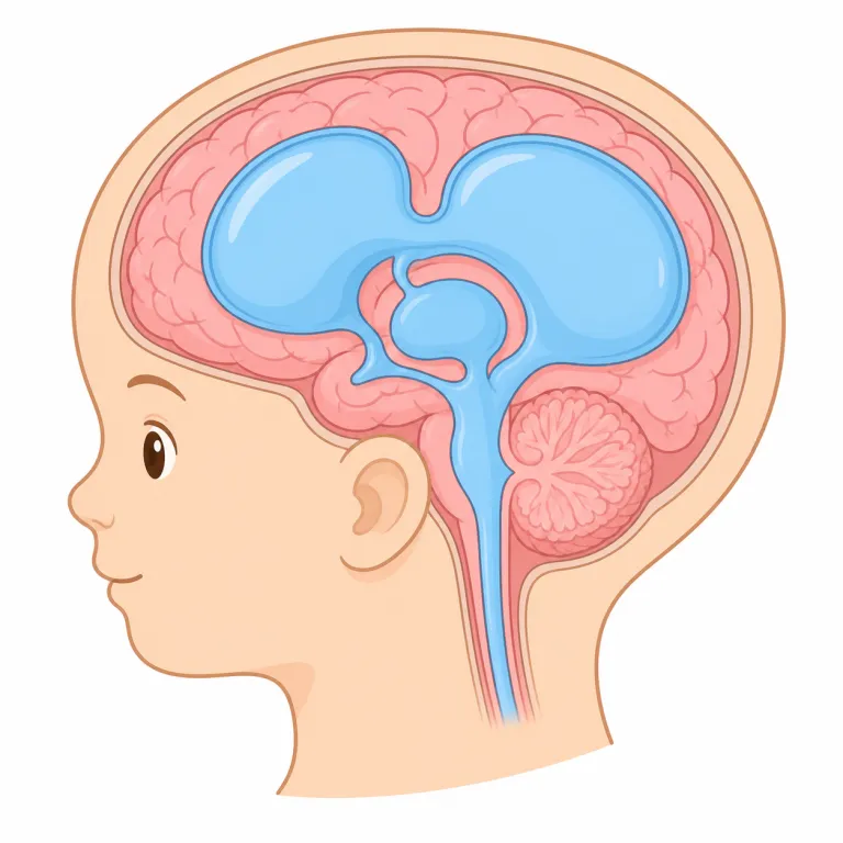 hydrocephalus（水頭症・名詞）の覚え方イラスト — hydrocephalus は医学で使う「水頭症」という病名として覚えます