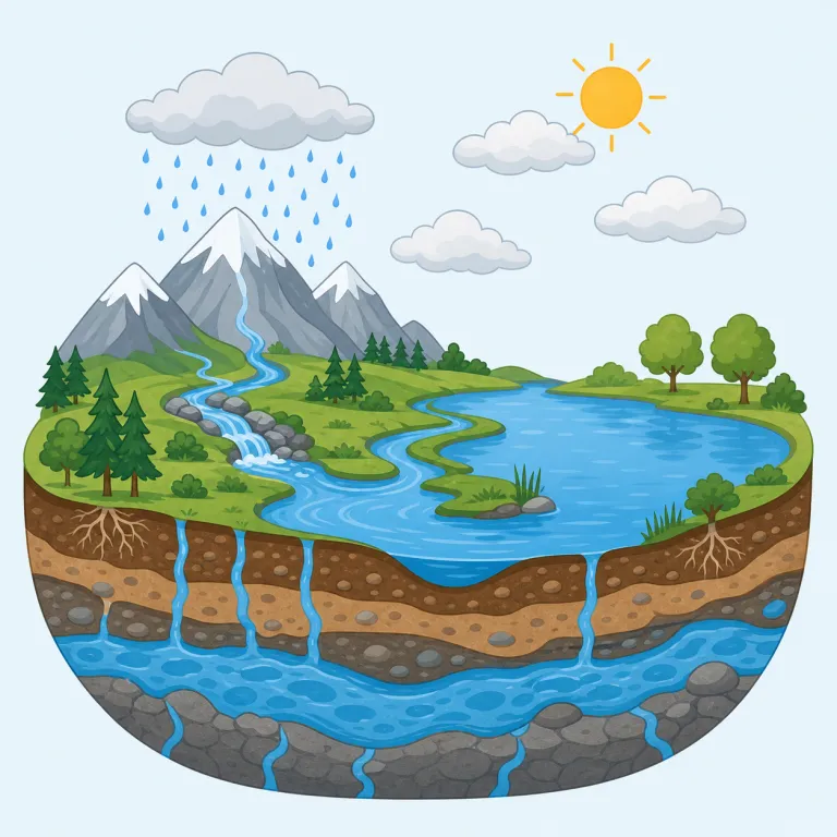 hydrological（水文学的な・形容詞）の覚え方イラスト — hydro- が付けば water 系だとまとめて覚えると定着しやすい