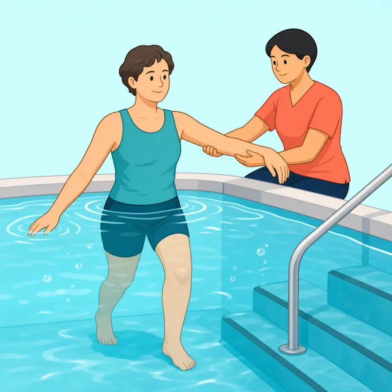 hydrotherapy（水治療法・名詞）の覚え方イラスト — hydro- は hydroelectric, hydrate などでも見かける「水」系の目印、therapy は physiotherapy などの「治療」とつながります