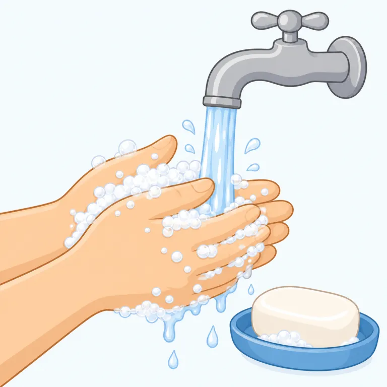 hygiene（衛生・名詞）の覚え方イラスト — このエントリの hygiene は、単なる「清潔」ではなく、病気を防ぐための衛生習慣・衛生管理を指す意味として覚える
