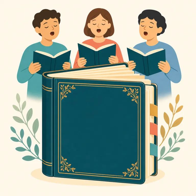 hymnal（賛美歌集・名詞）の覚え方イラスト — hymn「賛美歌」を知っていれば、hymnal はまず「賛美歌に関するもの」と見える