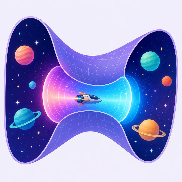 hyperspace（超空間・名詞）の覚え方イラスト — hyper- は hyperactive, hyperlink, hypertension などで見かける「普通の範囲を超える」という合図