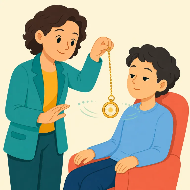 hypnotist（催眠術師・名詞）の覚え方イラスト — hypnosis（催眠）、hypnotic（催眠の）を見たことがあれば、hypnotist はその「人」版