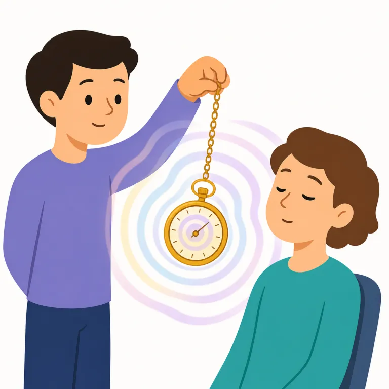 hypnotizing（催眠的な・形容詞）の覚え方イラスト — hypnotizing を形容詞で覚えるときは、hypnosis（催眠）そのものより「催眠に似た効果をもつ雰囲気」と考えると自然です
