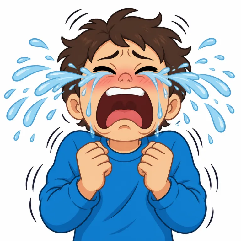hysterically（激しく・adverb）の覚え方イラスト