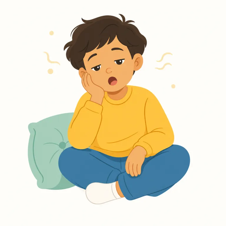 i'm a little tired（少し疲れた・イディオム）の覚え方イラスト — 「I’m + a little + tired」を1かたまりで覚えると使いやすい表現です