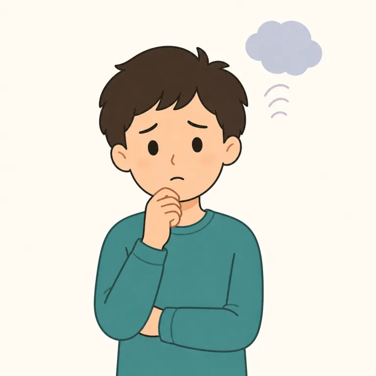 i'm a little worried（ちょっと心配している・イディオム）の覚え方イラスト — この表現は単語ごとより、かたまりで覚えると強いです