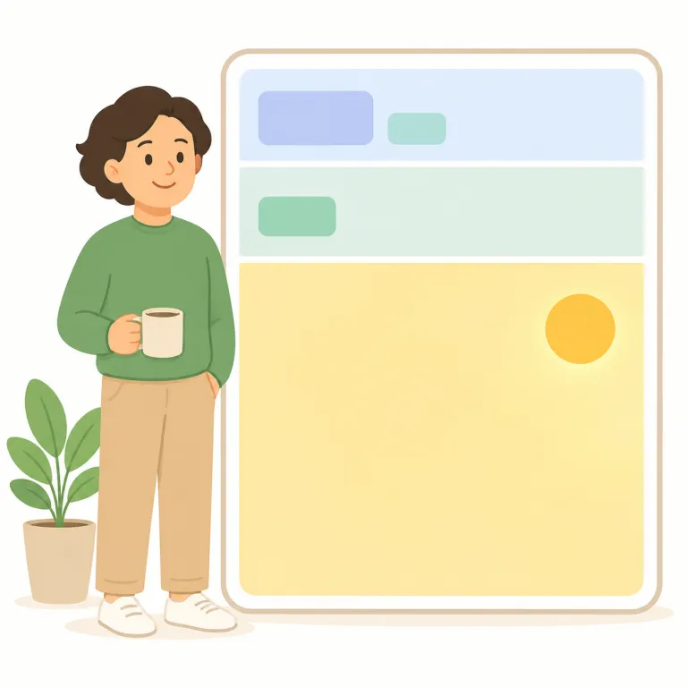 i'm free this afternoon（午後は空いています・イディオム）の覚え方イラスト — free は「自由」より「何にも縛られていない」で覚えると、この文は「午後は予定に縛られていない」→「午後は空いている」と自然につながる