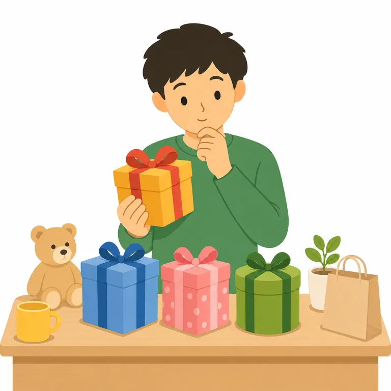 i'm looking for a gift（プレゼント探し中・イディオム）の覚え方イラスト — 「I'm looking for ...」をひとかたまりで覚えると応用が利きます