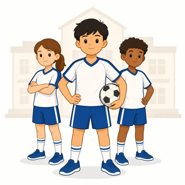 i'm on the school team（学校チームに所属）の覚え方イラスト — on は「上」だけでなく、名簿や組織に載っている感覚を表します