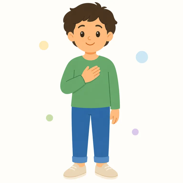 i（私・代名詞）の覚え方イラスト — I は「自分が動作する・思う・話す」場面で使う、英語の主語の出発点です